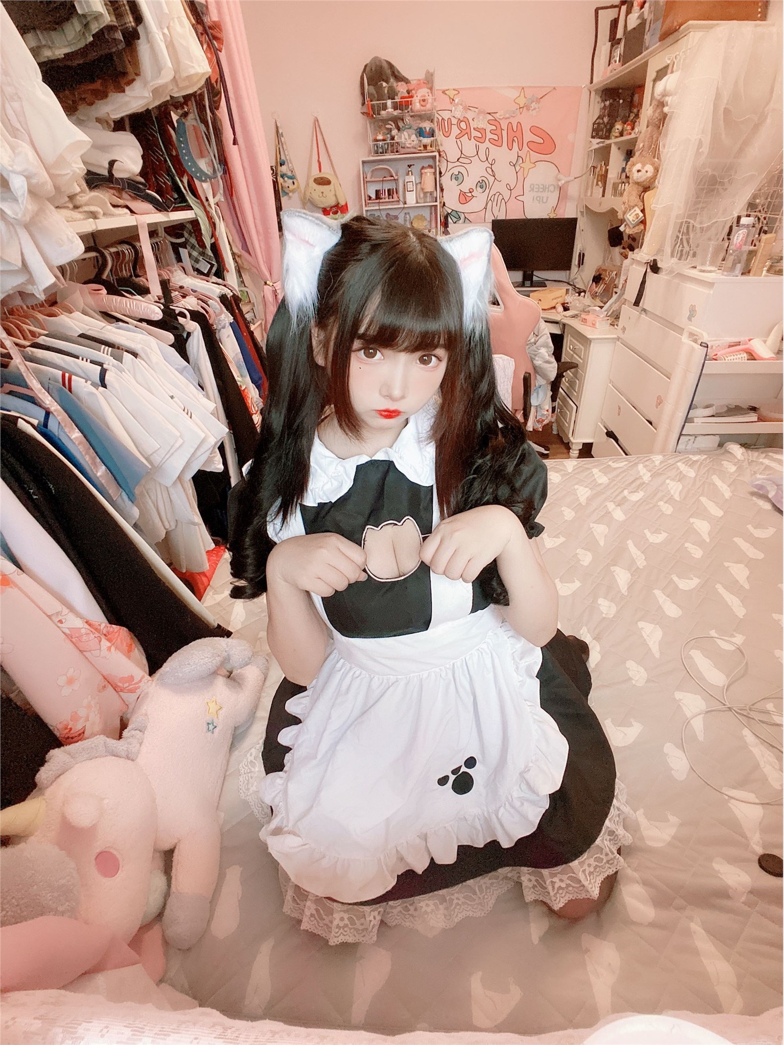 Kagura - No.62 black silk open chest cat ear maid(51)